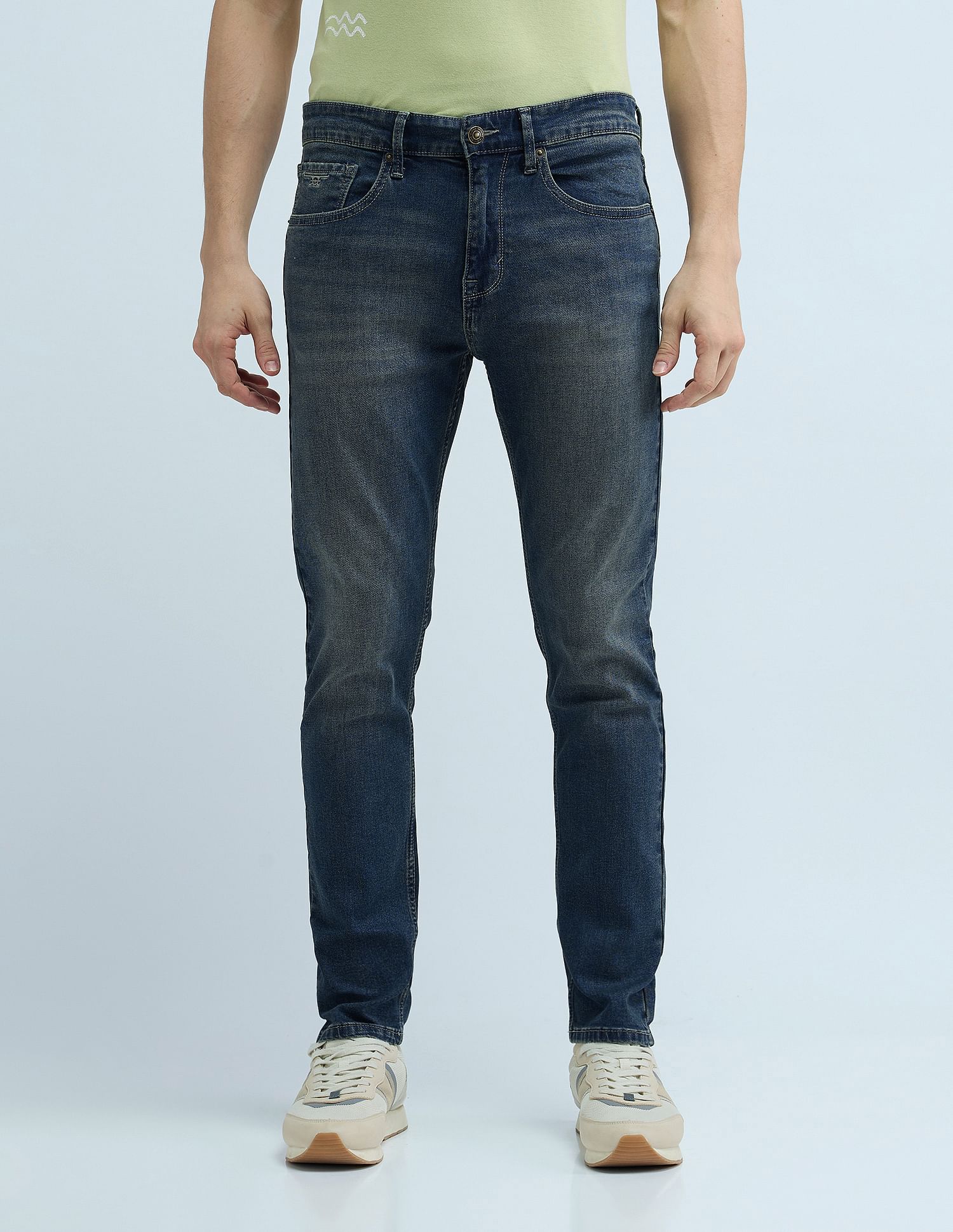 Flying Machine Slash Slim Tapered Washed Jeans