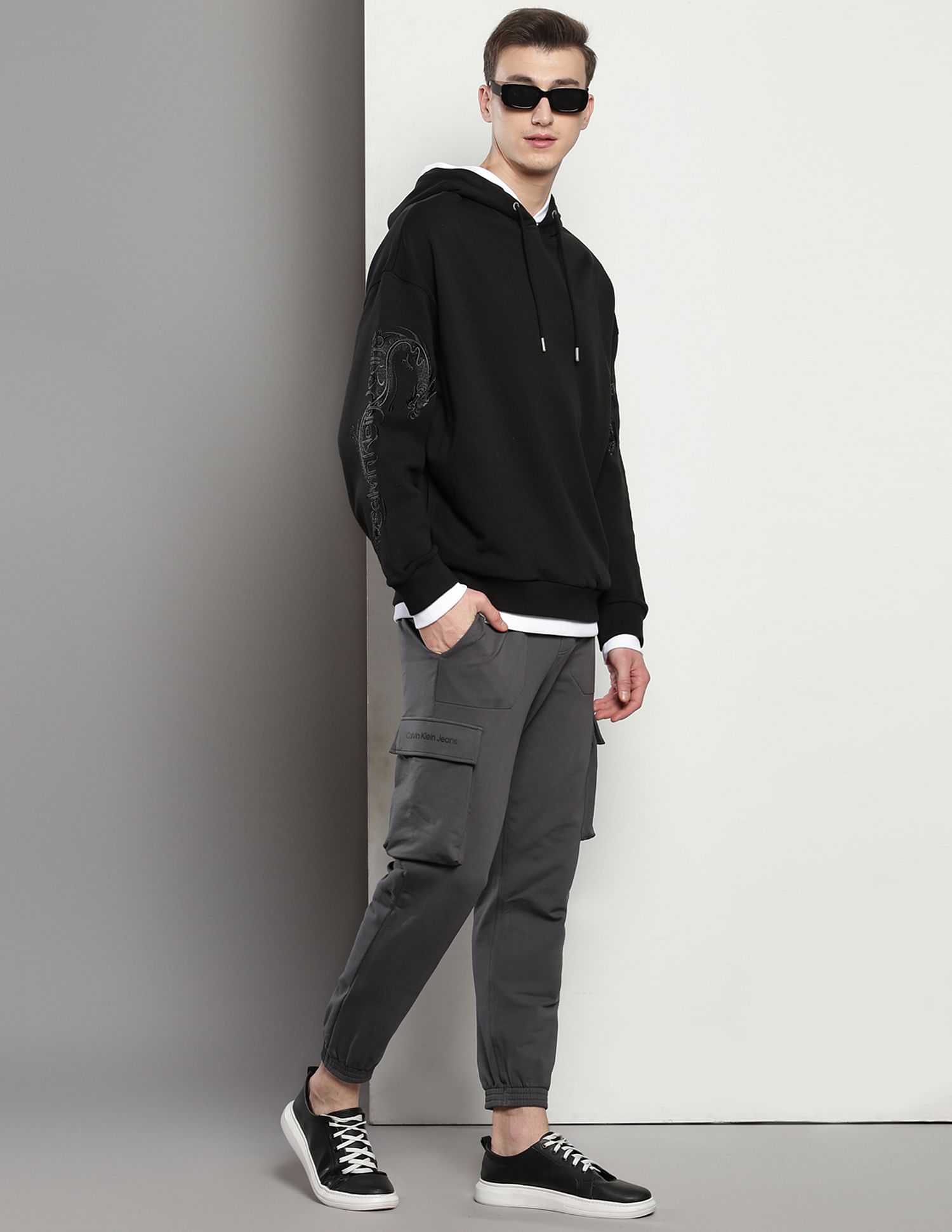 Calvin Klein Embroidered Dragon Hooded Sweatshirt