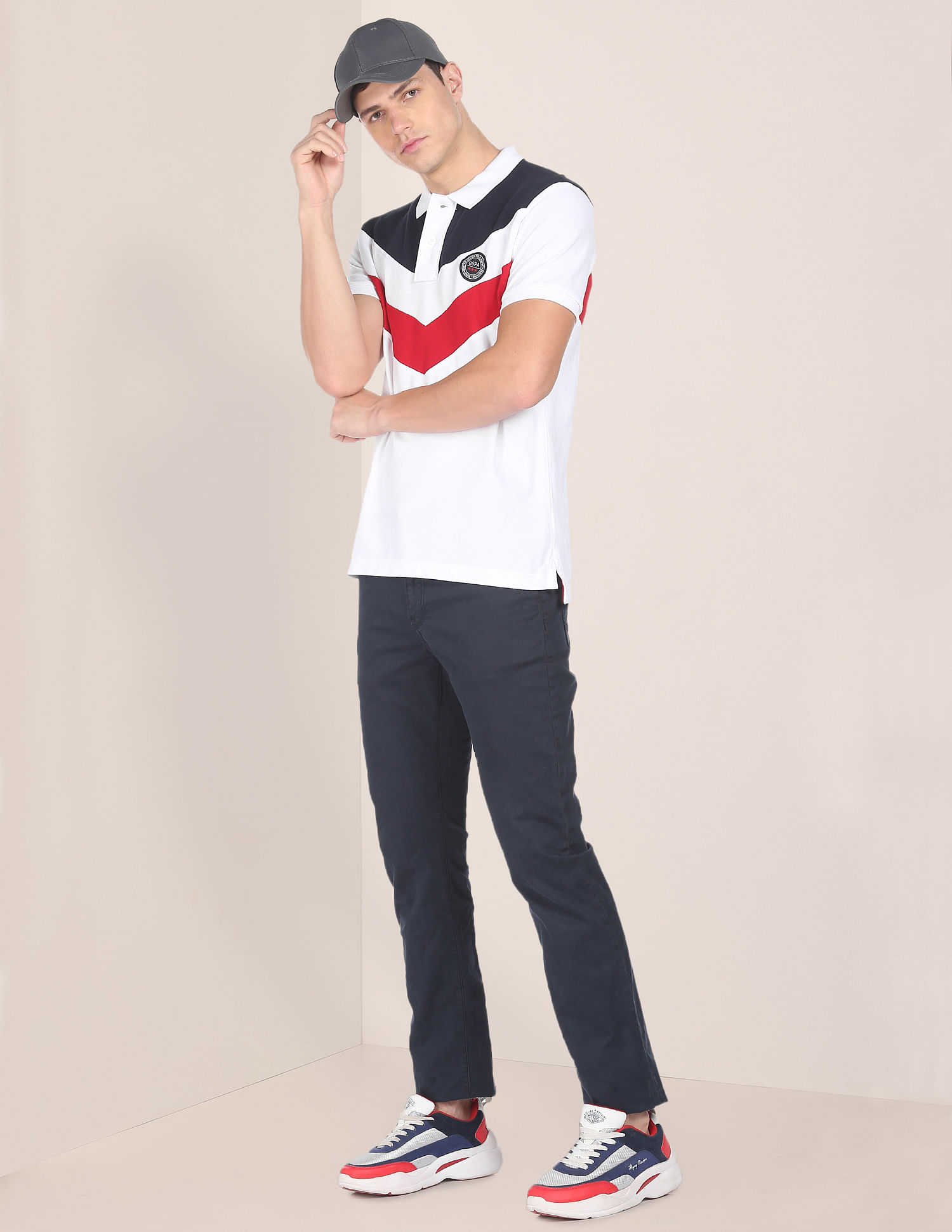 U.S. Polo Assn. Cotton Colour Block Polo Shirt