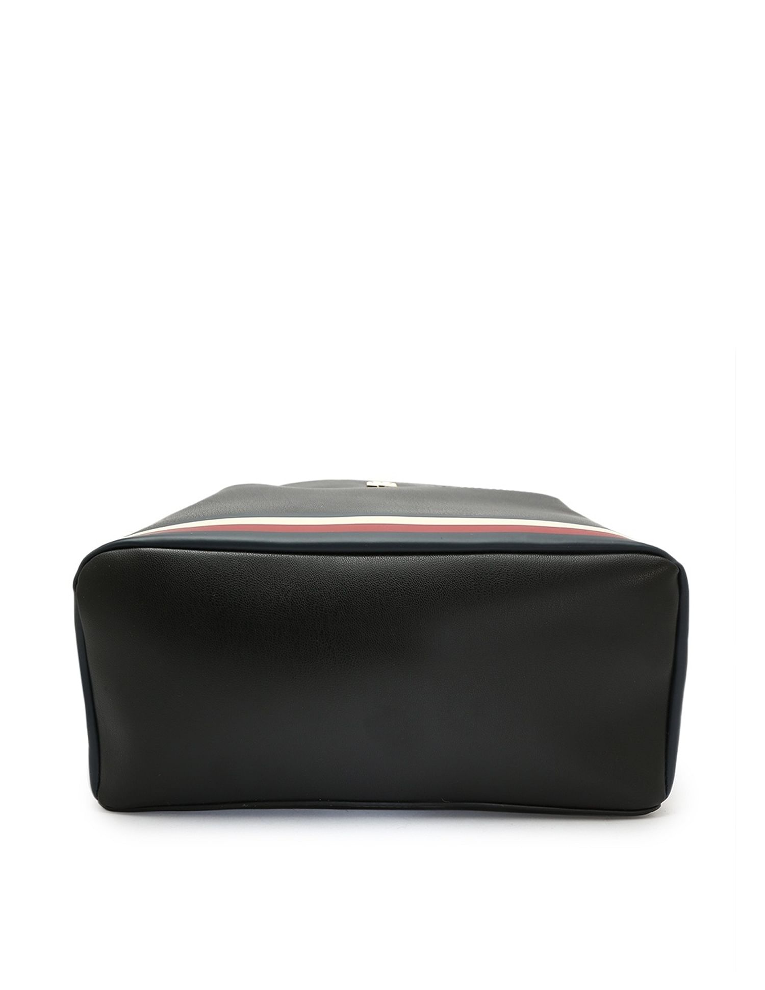 Tommy Hilfiger Printed Black PU Backpacks