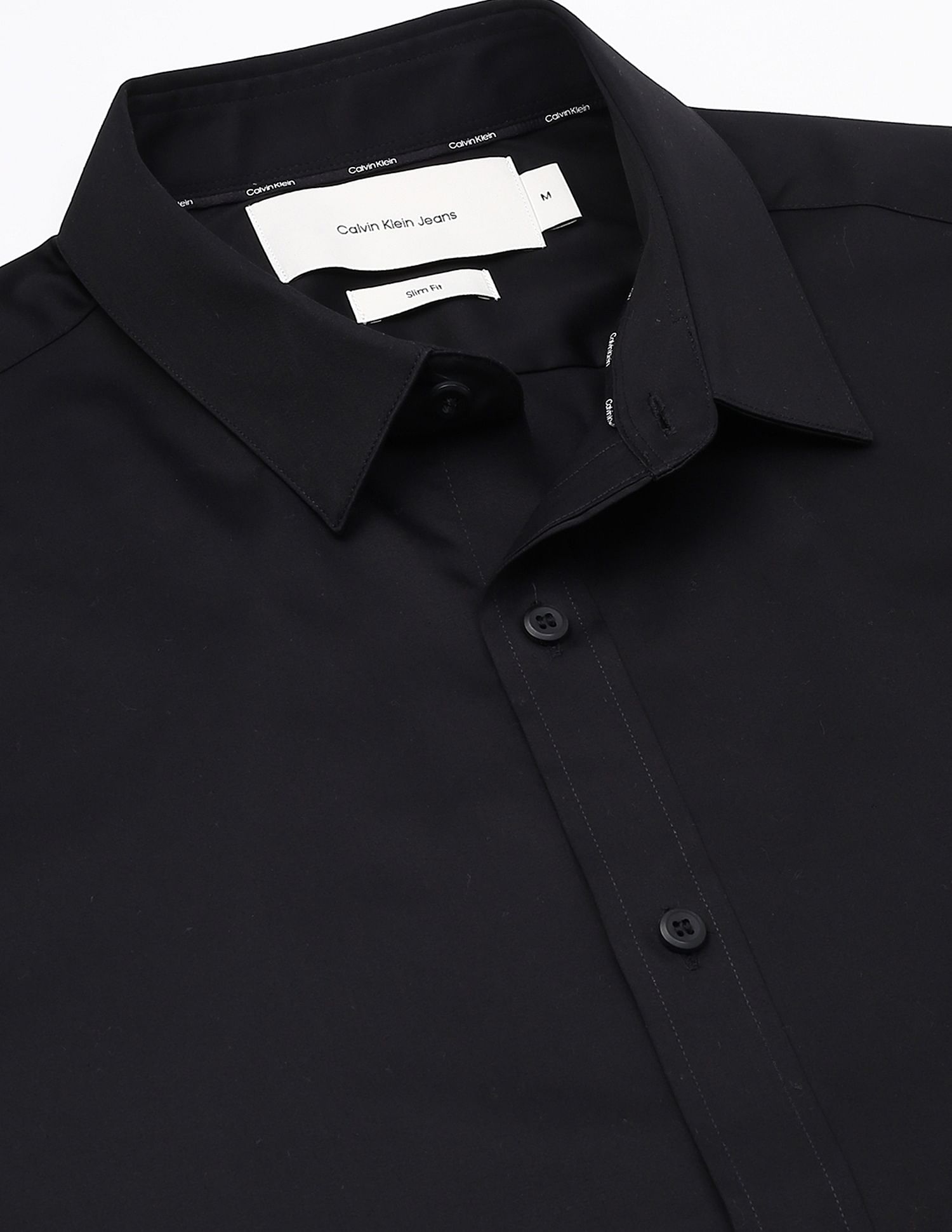 Calvin Klein Jeans Solid Slim-Fit Satin Woven Shirt