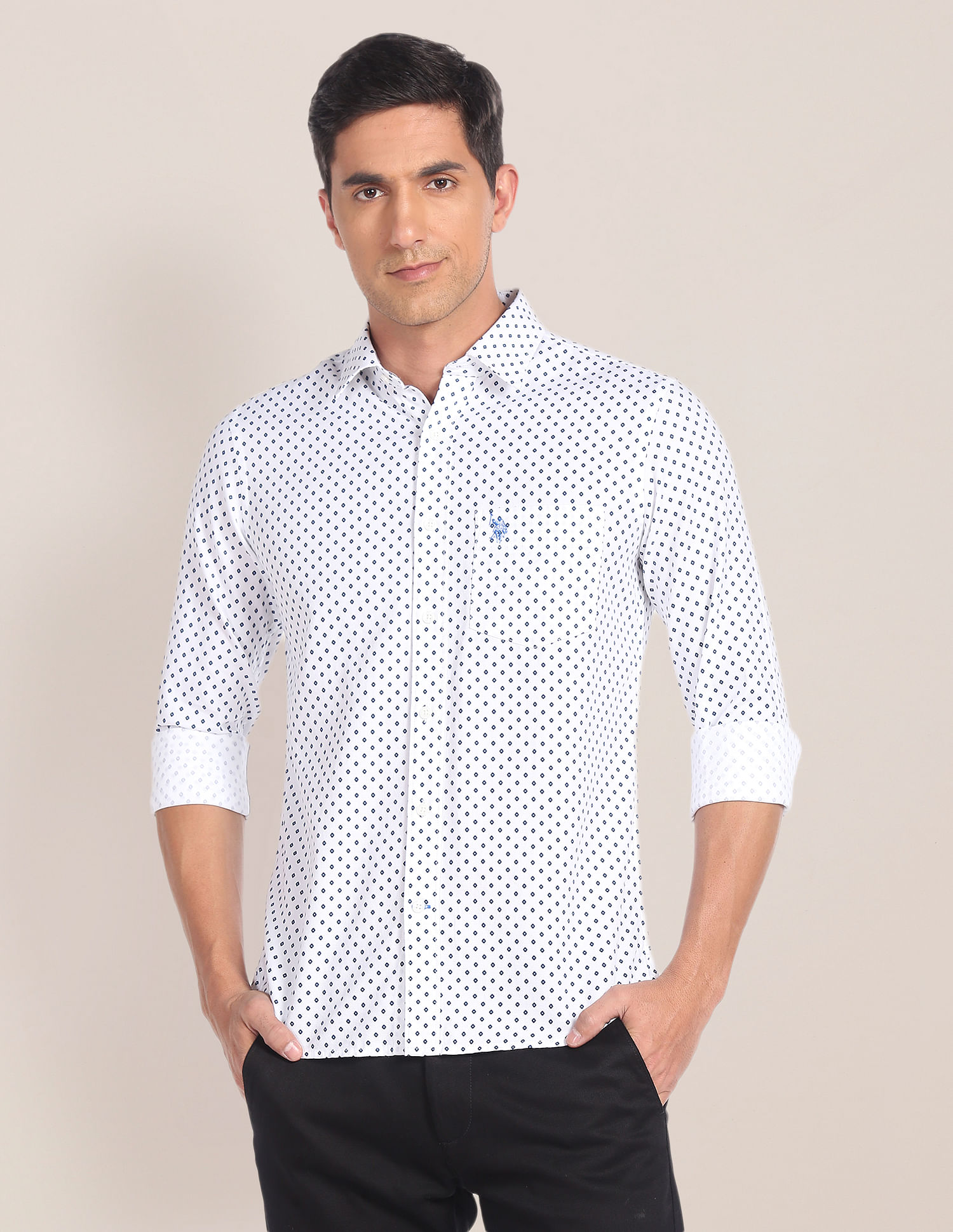 U.S. Polo Assn. Cutaway Collar Motif Print Shirt