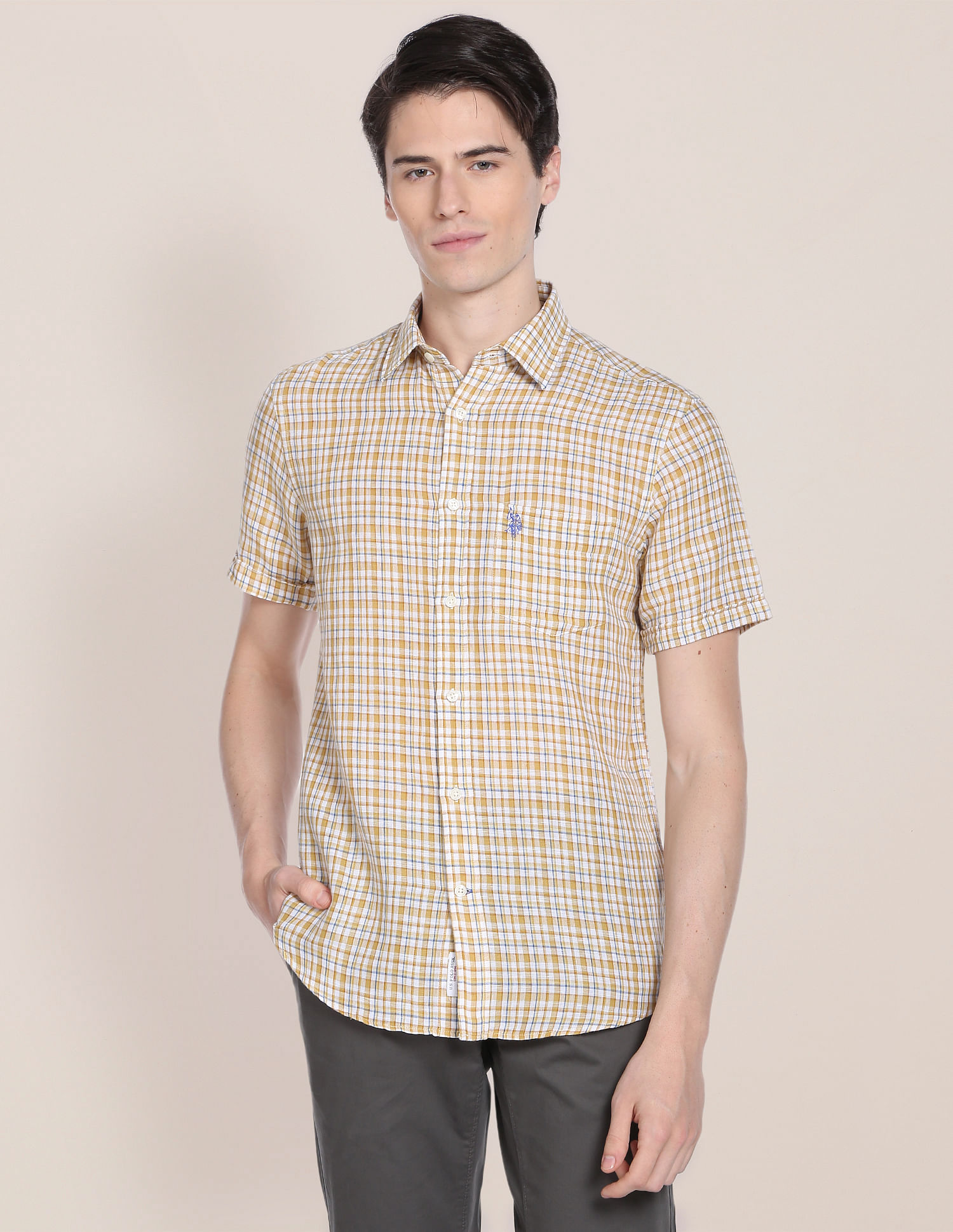 U.S. Polo Assn. Outdoor Check Linen Cotton Shirt