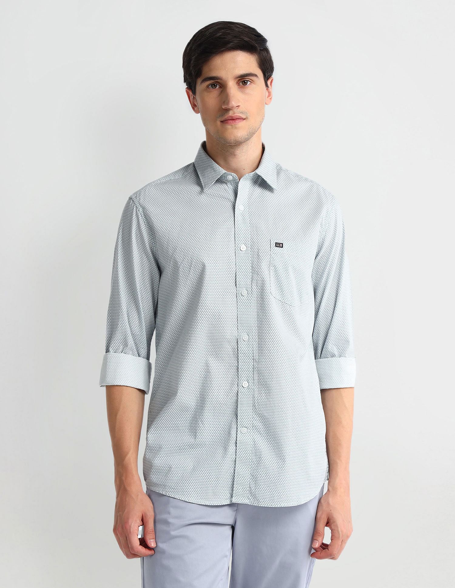 Arrow Sports Geometric Print Cotton Shirt