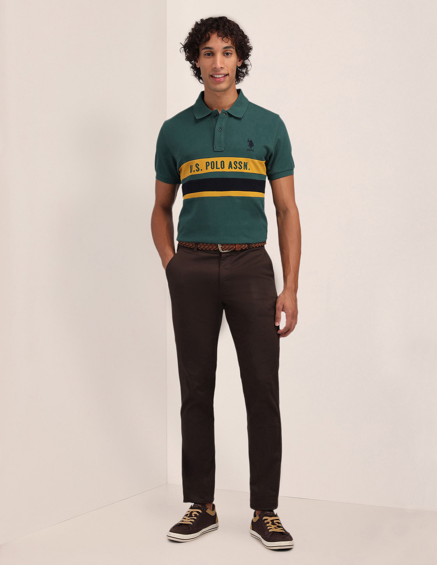 U.S. Polo Assn. Horizontal Striped Slim Fit Polo Shirt