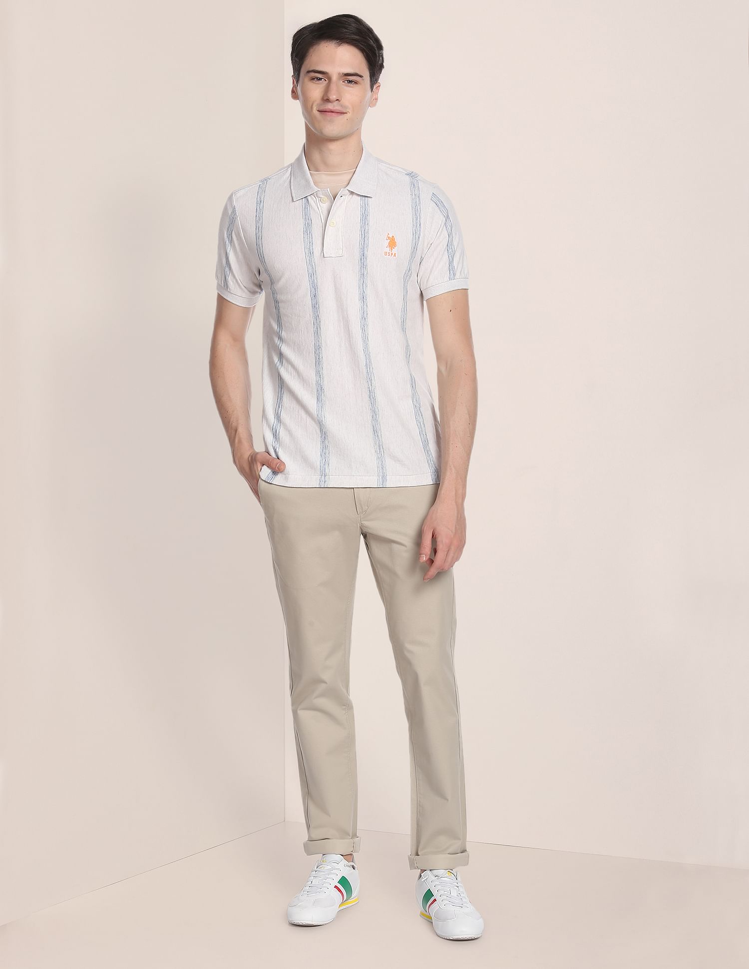 U.S. Polo Assn. Vertical Stripe Birdseye Polo Shirt