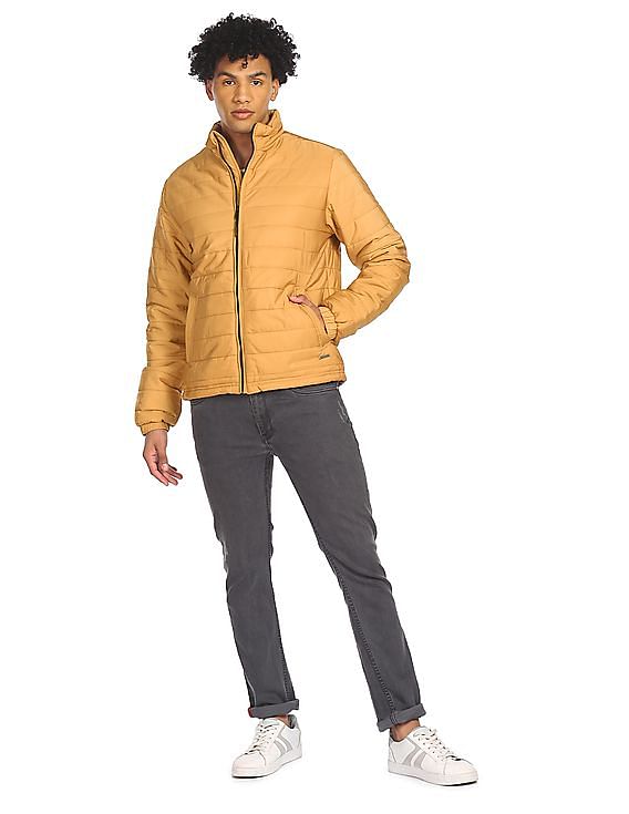 Aeropostale Men Gold Long Sleeve High Neck Jacket