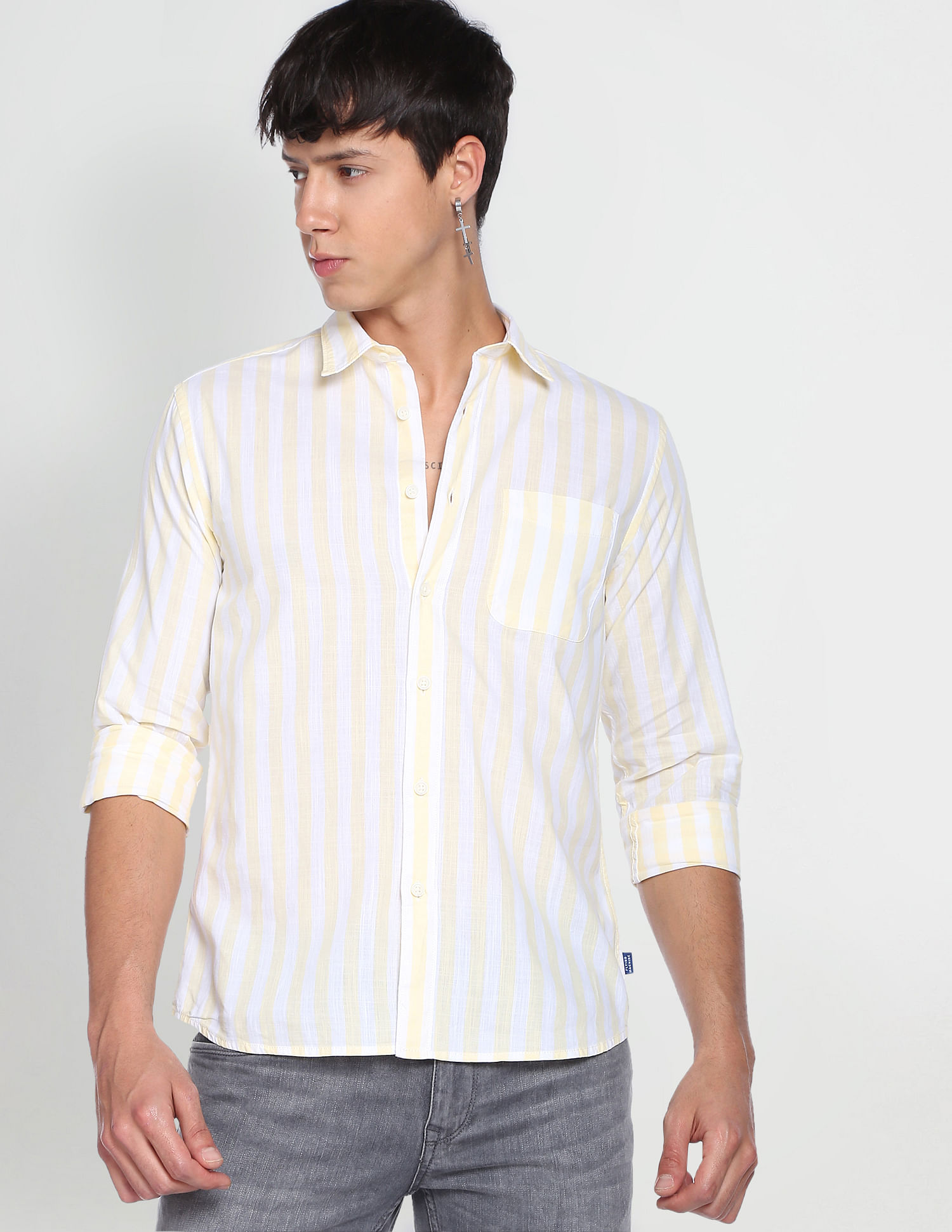 Flying Machine Vertical Stripe Slim Fit Shirt