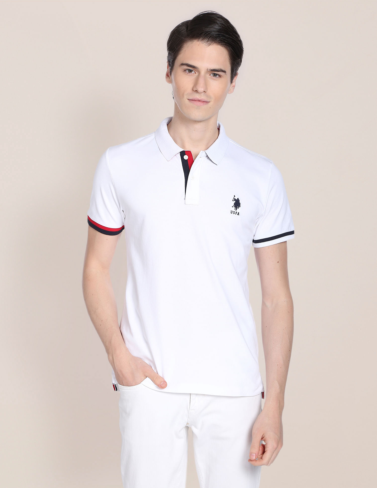 U.S. Polo Assn. Striped Hem Stretch Polo Shirt