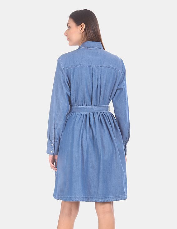 Buy Calvin Klein Women Blue Tencel Denim Midi Shirt Dress - NNNOW.com