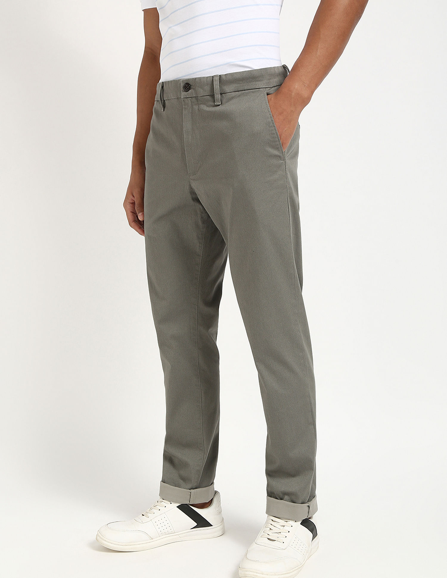 Tommy Hilfiger Grey Men's Trousers for Sleek Style