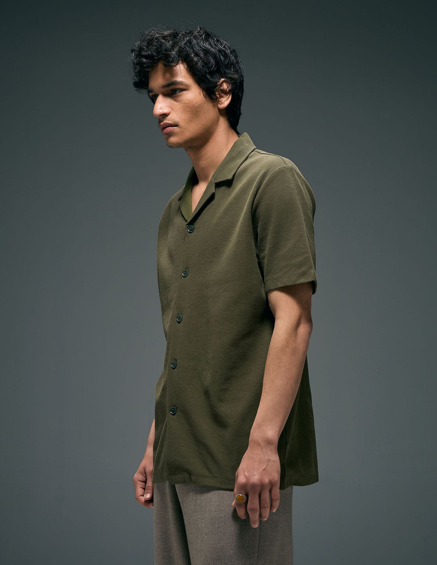 Flying Machine Cuban Collar Knitted Shirt