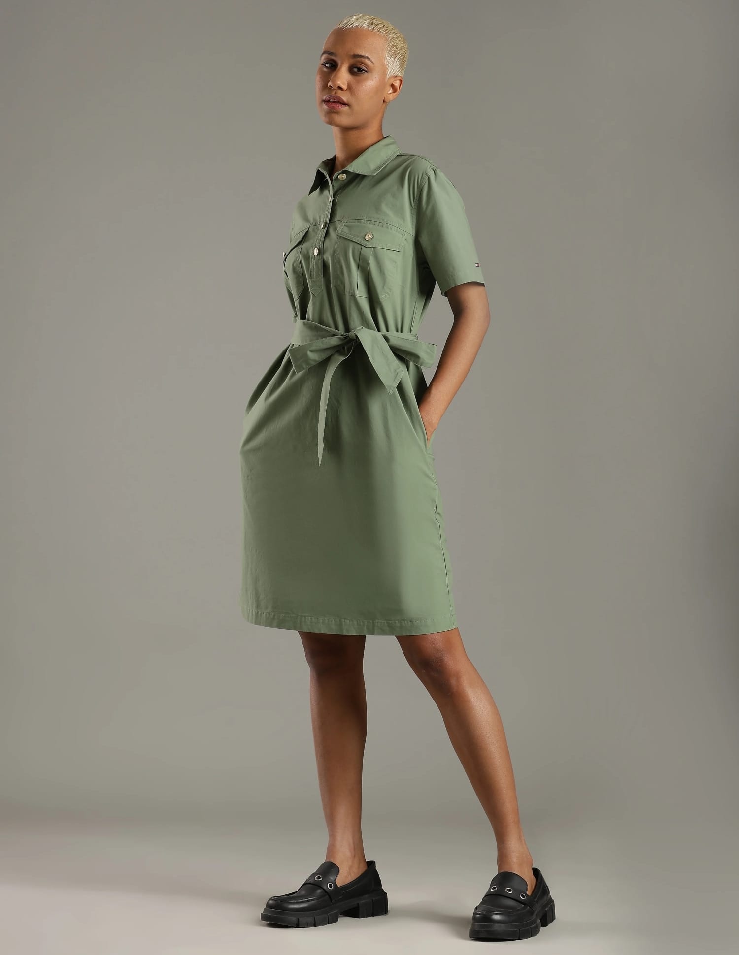Buy Tommy Hilfiger Cotton Spread Collar A-Line Dress - NNNOW.com