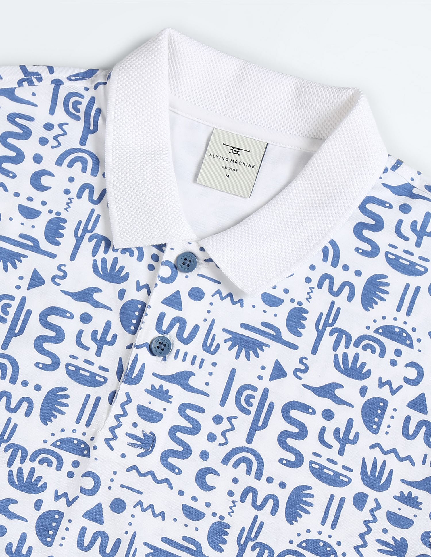 Flying Machine Graphic Print Cotton Polo Shirt