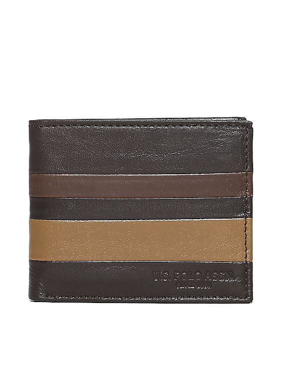 U.S. Polo Assn. Bi-Fold Striped Leather Wallet