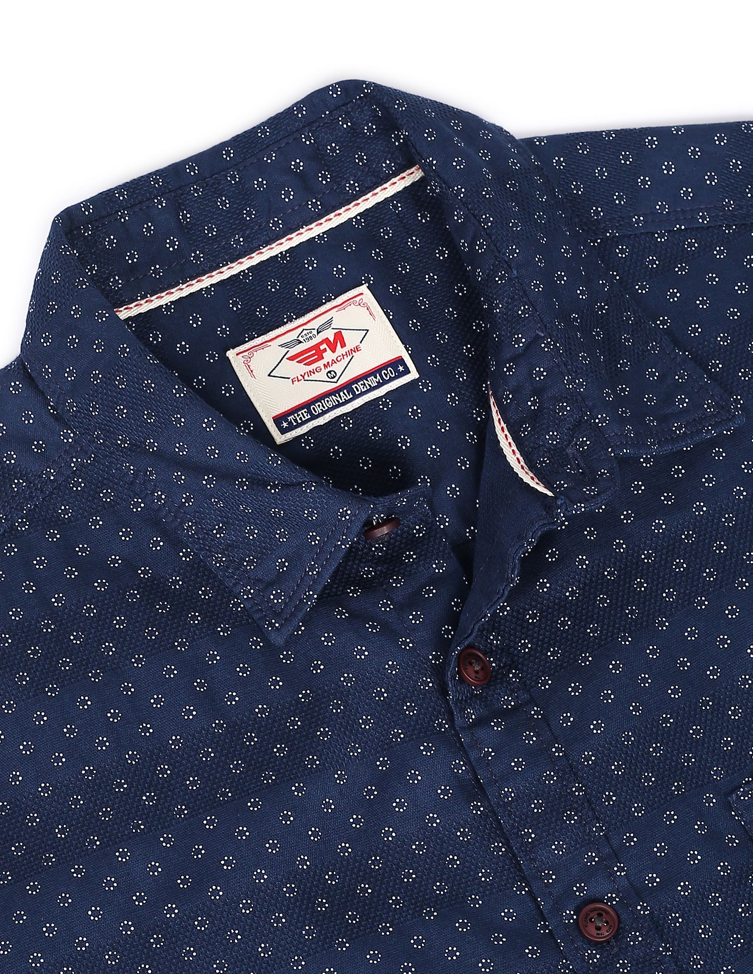 Flying Machine Geometric Print Cotton Shirt
