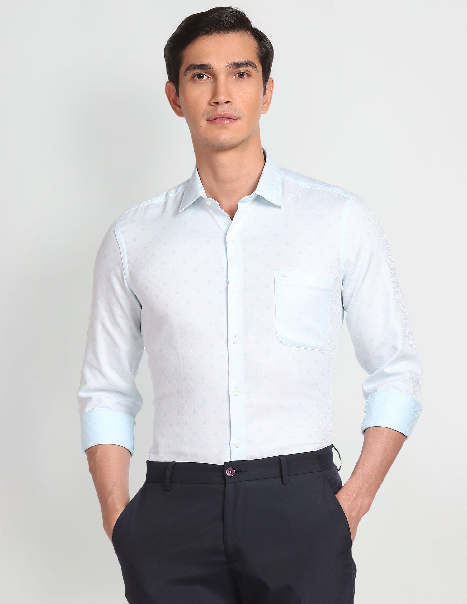 Arrow Self Design Manhattan Slim Fit Shirt