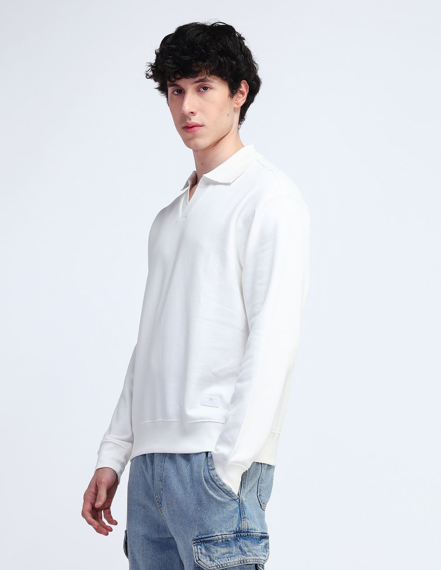 Flying Machine Relaxed Fit Solid Sweatshirt