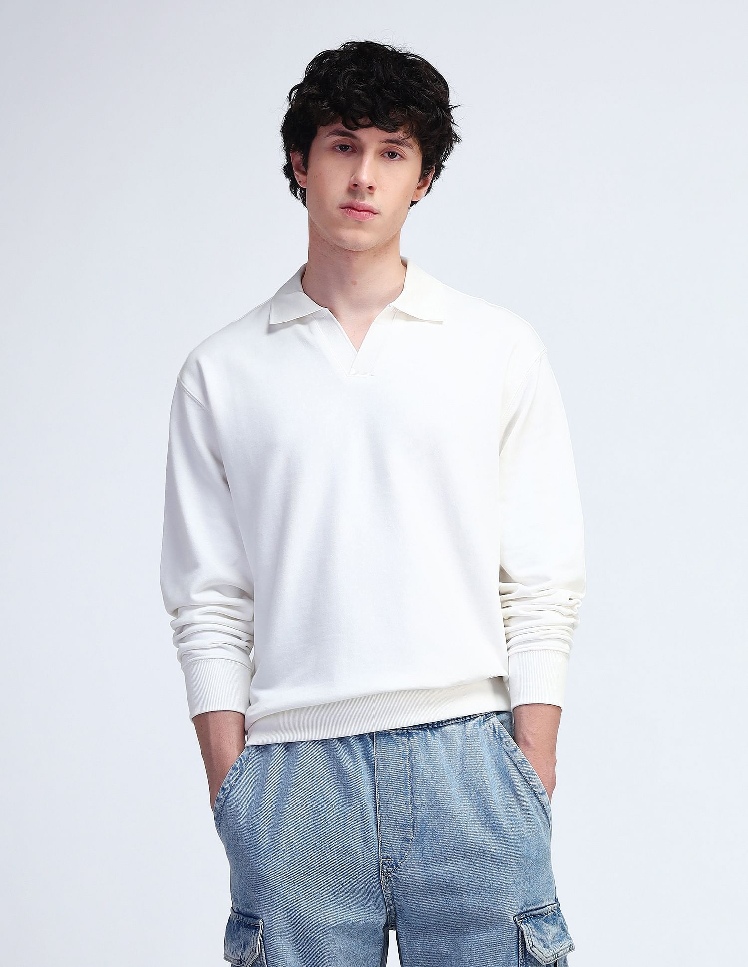 Flying Machine Relaxed Fit Solid Sweatshirt