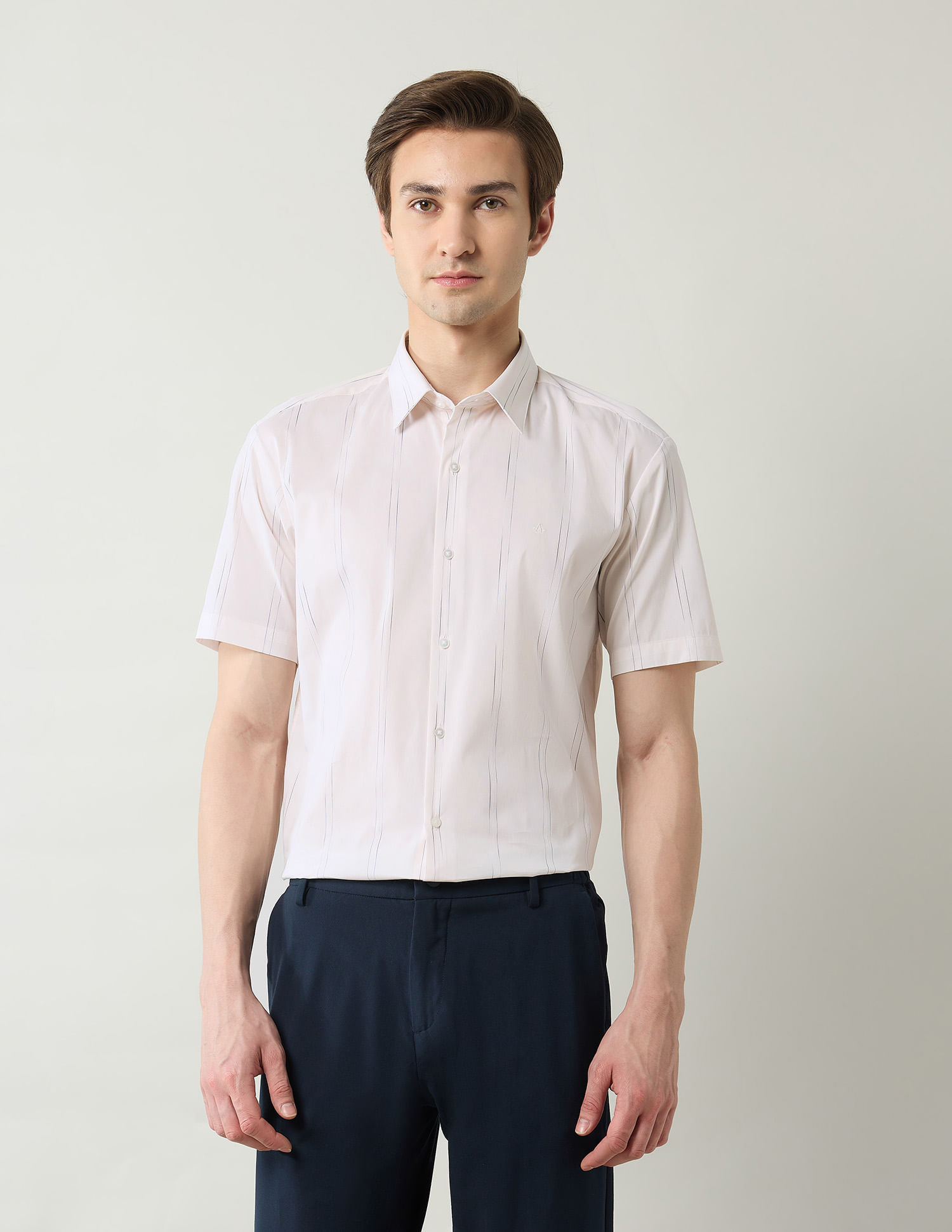 Arrow Newyork Pinstriped Slim Fit Shirt