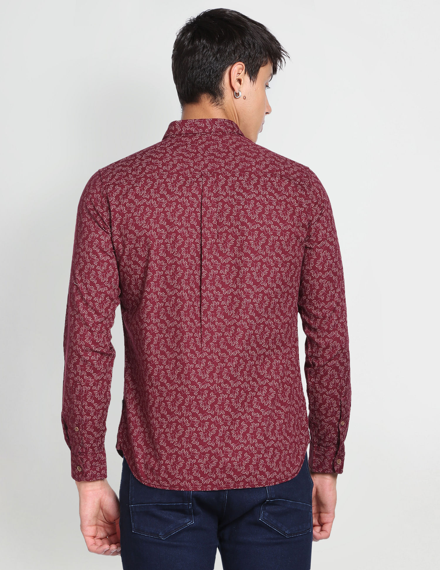 Flying Machine Floral Print Dobby Shirt