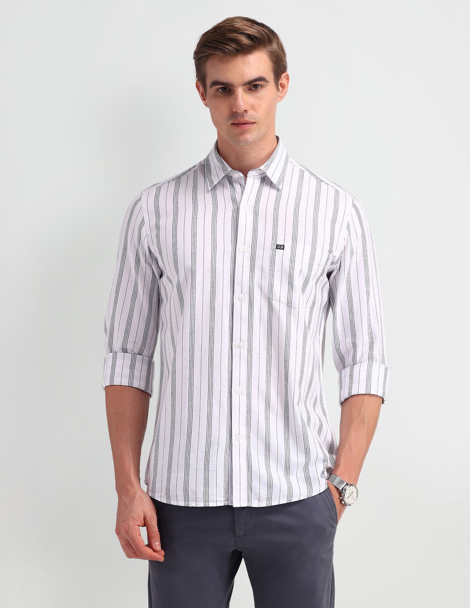 Arrow Sport Oxford Vertical Striped Shirt