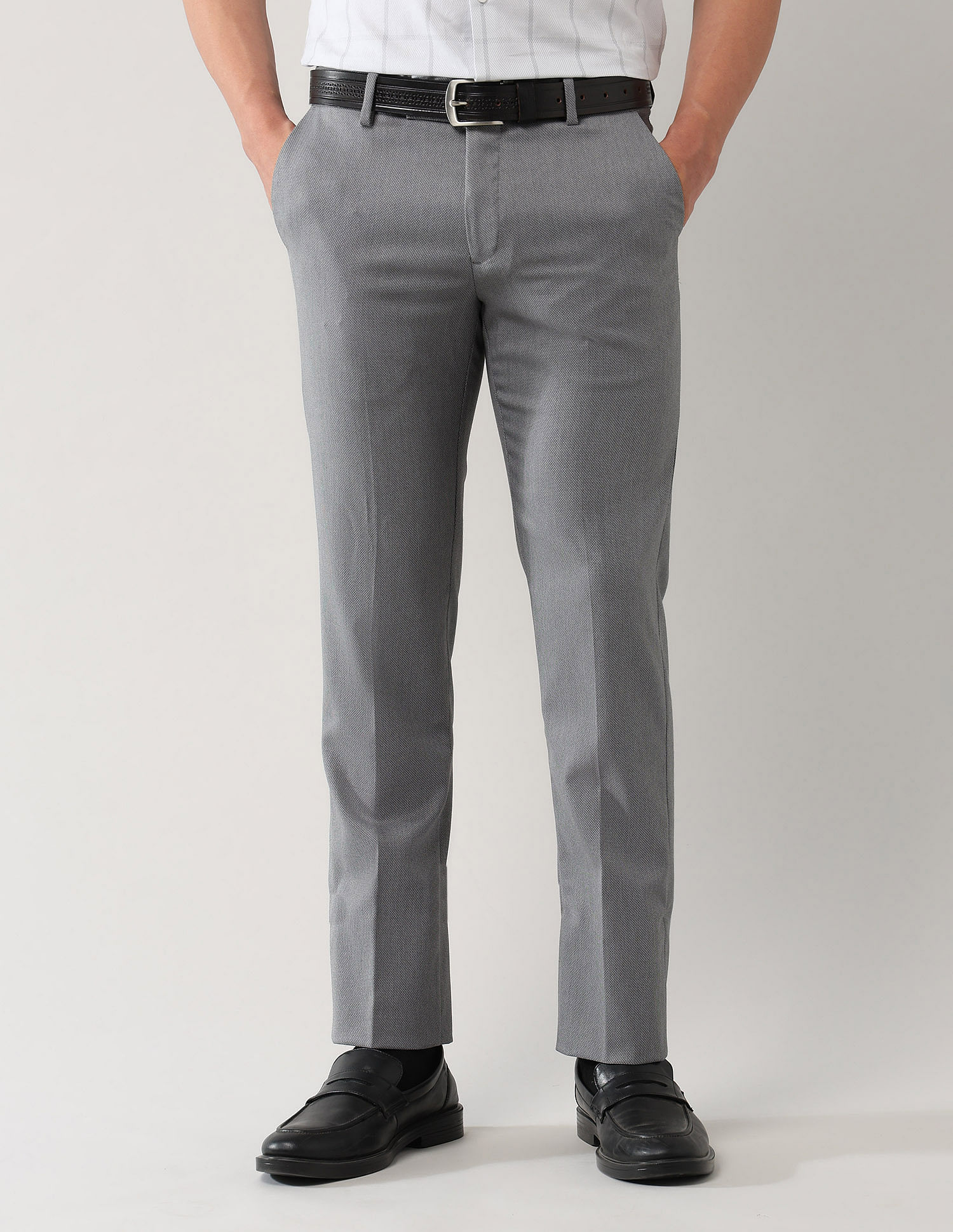 Arrow Regular Fit Textured Trousers