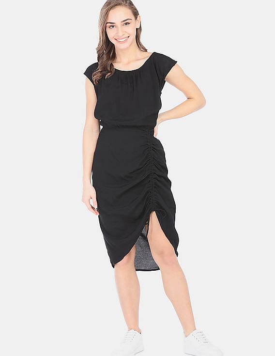 Midi cap hotsell sleeve dress gap