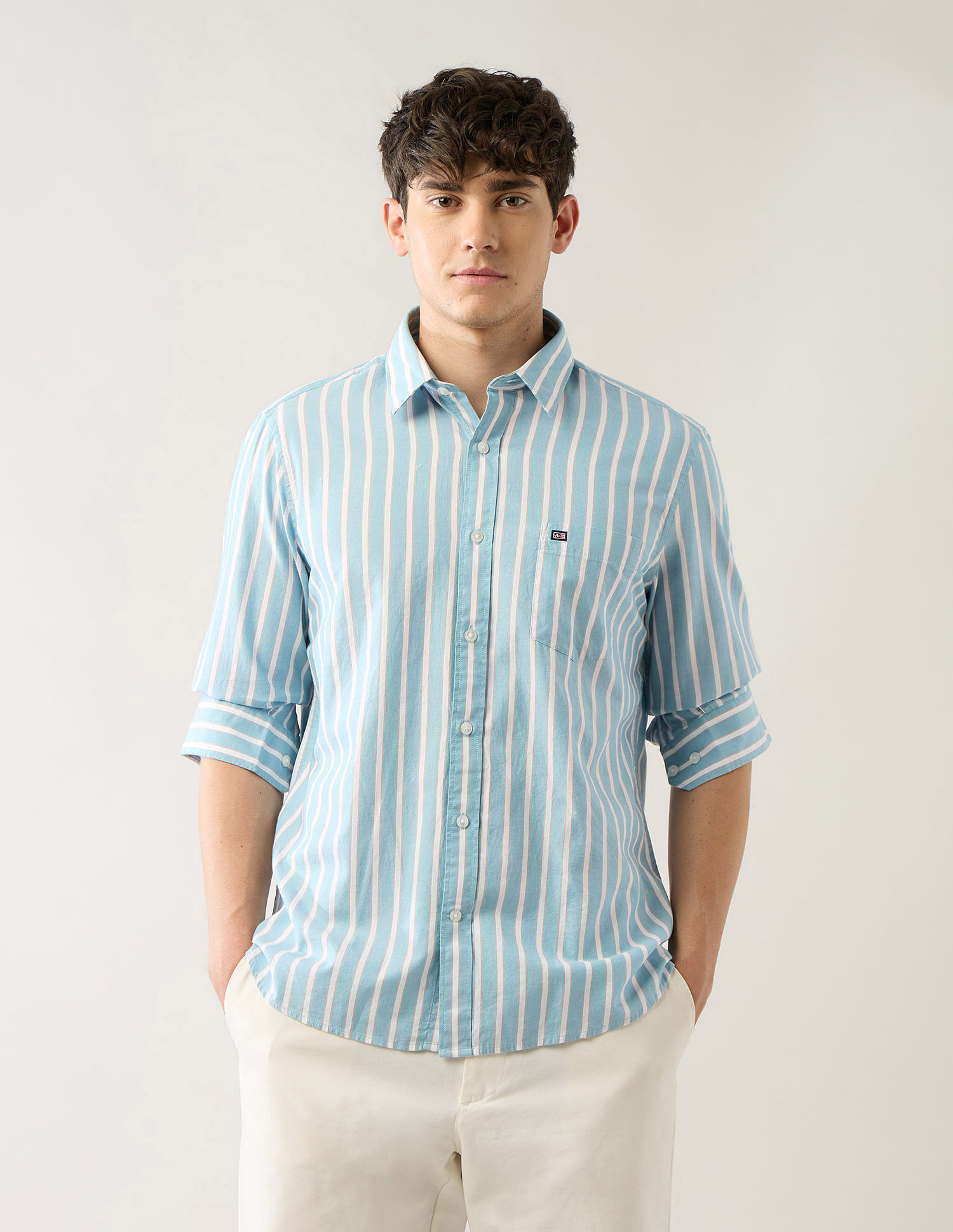 Arrow Sport Vertical Striped Pure Cotton Shirt
