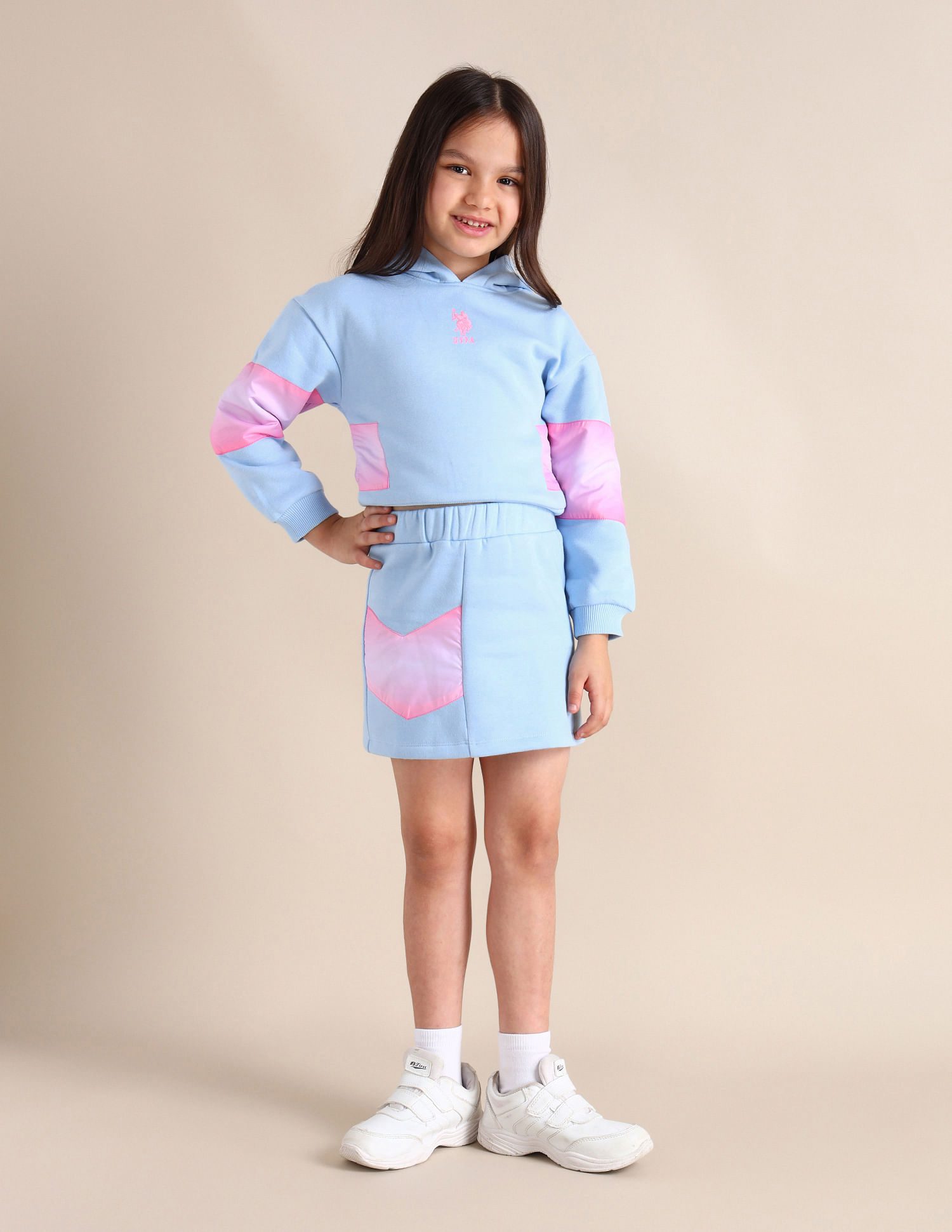 U.S. Polo Assn. Kids Girls A-line Pure Cotton Skirt
