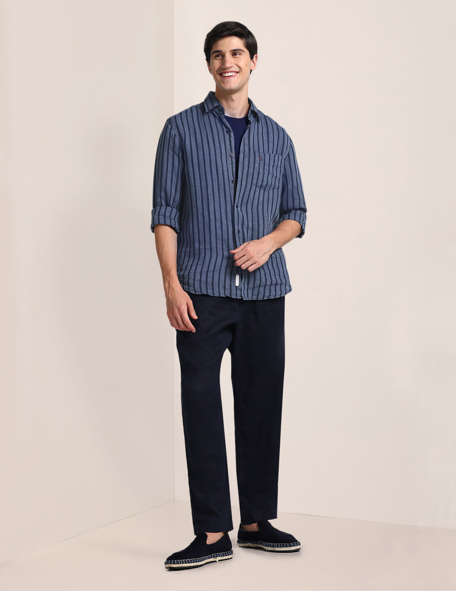 U.S. Polo Assn. Vertical Stripe Linen Shirt