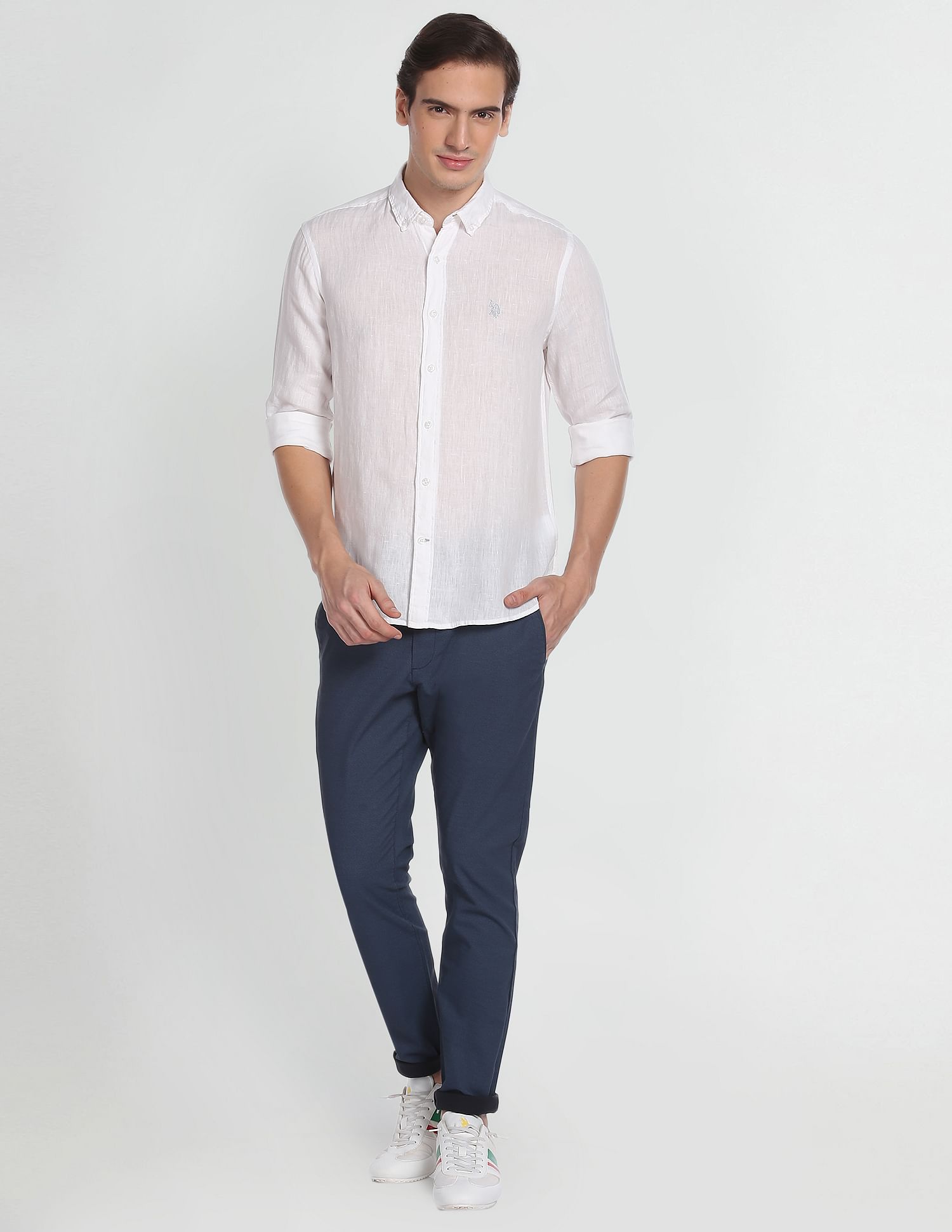 U.S. Polo Assn. Denim Co. Linen Solid Laundered Shirt