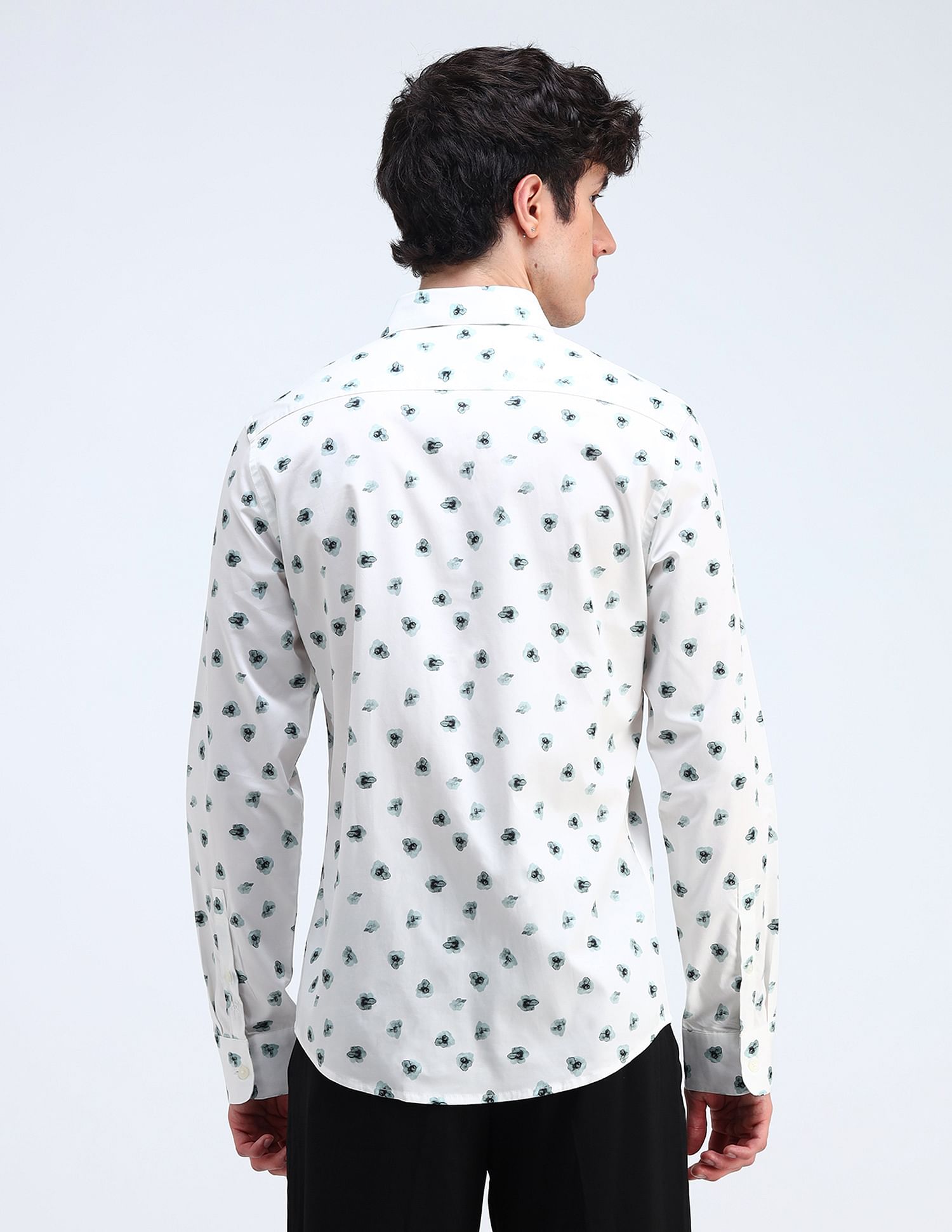 Flying Machine Printed Satin Slim Fit Shirt
