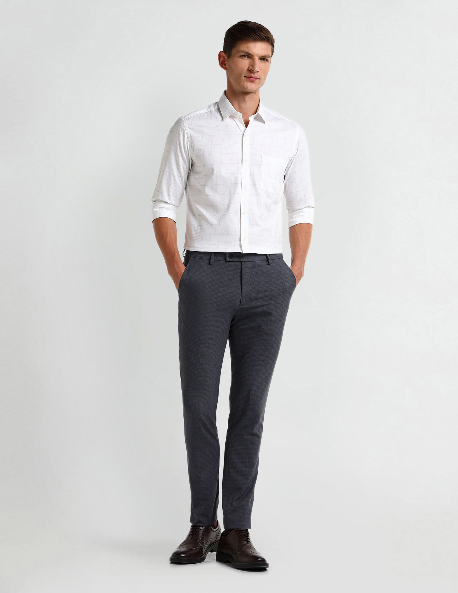Arrow Manhattan Slim Windowpane Checked Shirt