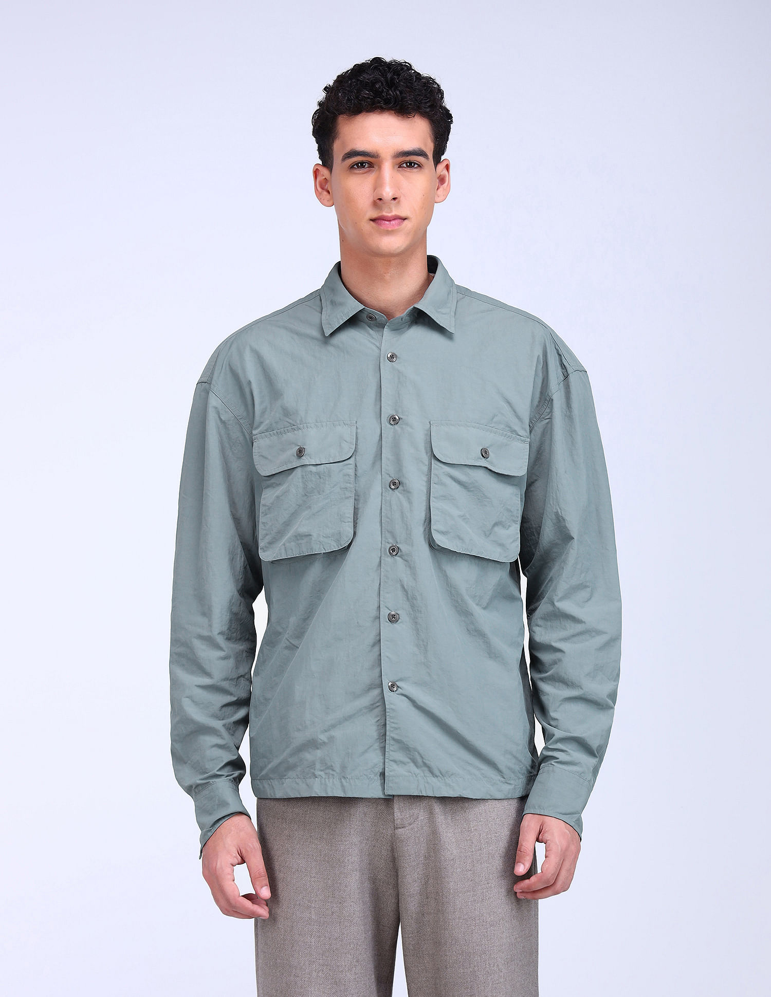 Flying Machine F-Lite Solid Oversized Fit Shirt
