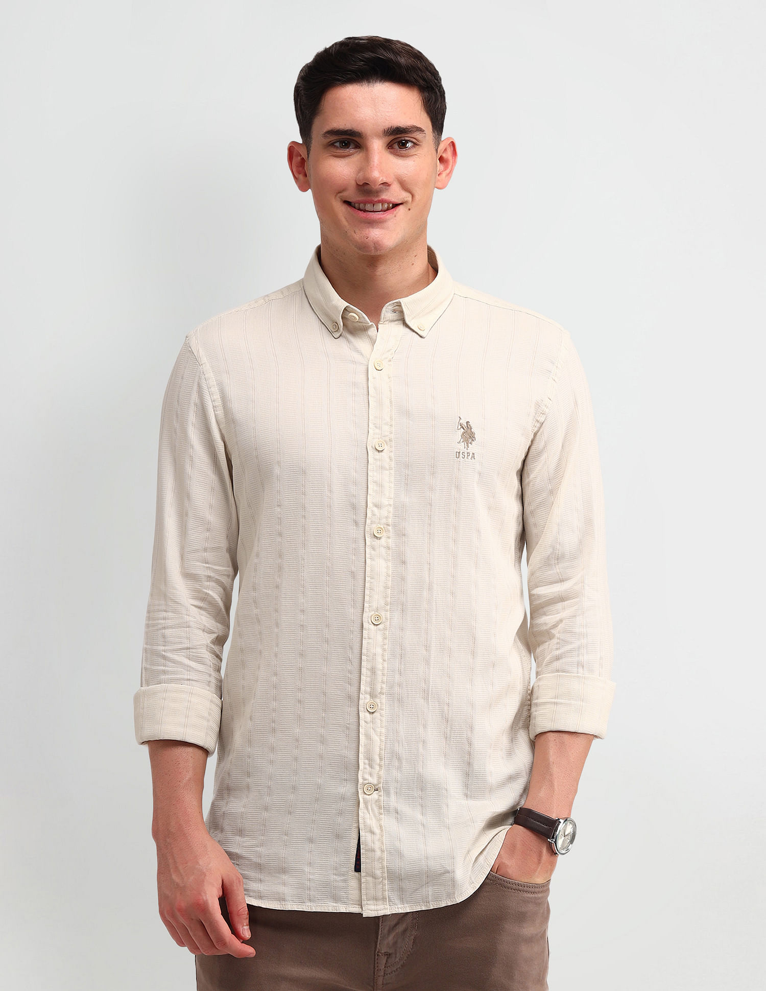 U.S. Polo Assn. Denim Co. Vertical Striped Slim Fit Shirt