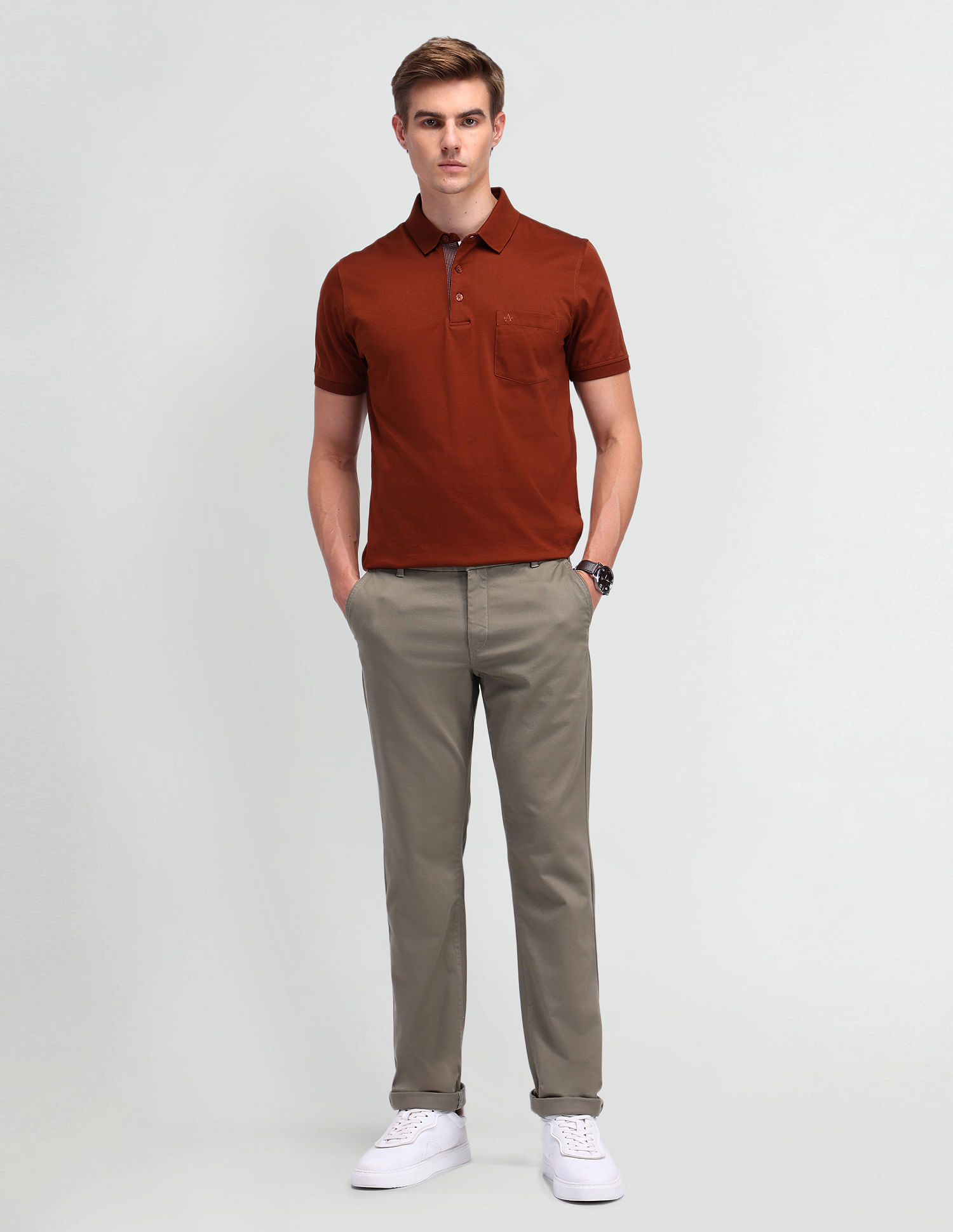 Arrow Sport Regular Fit Mid Rise Trousers