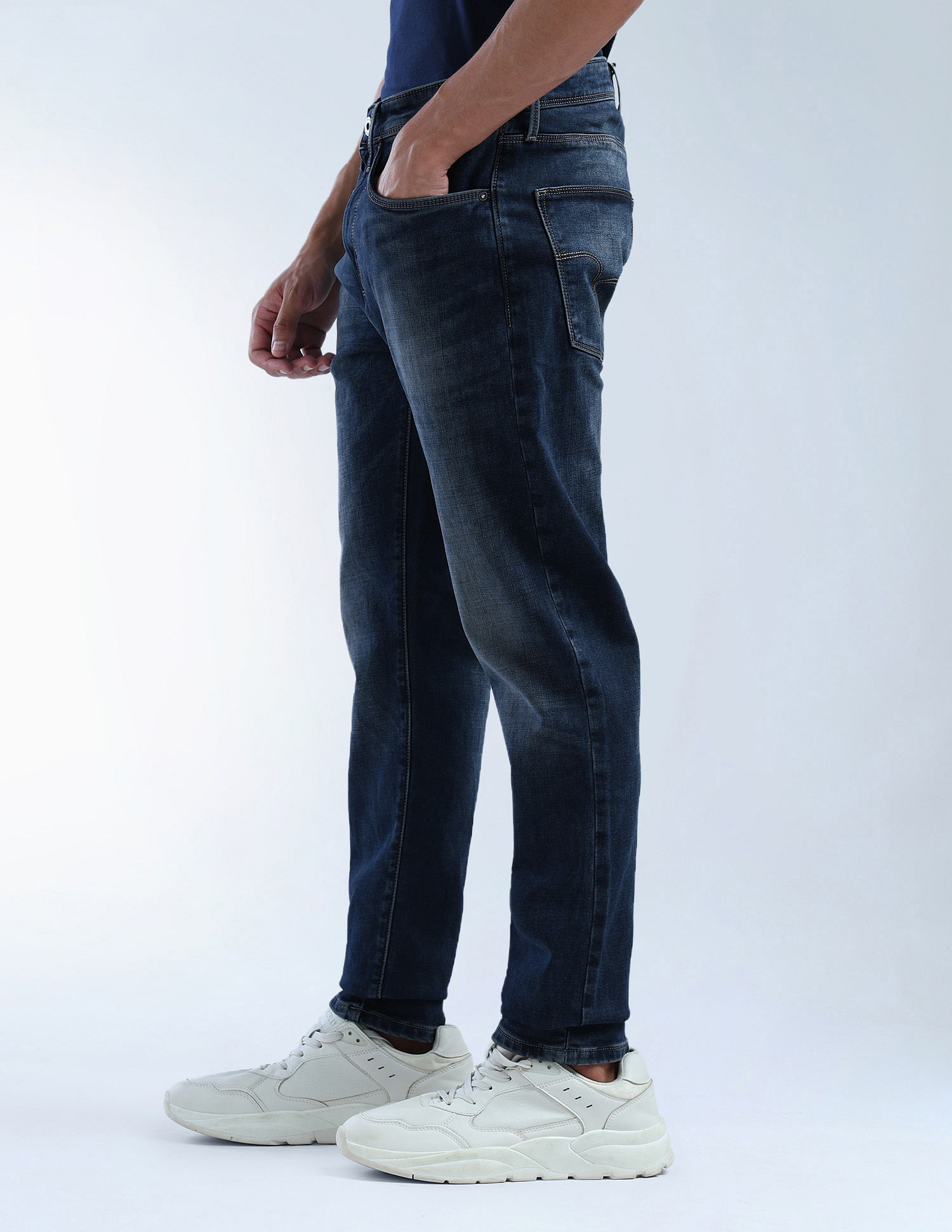 Flying Machine Slash Slim Tapered Fit Whiskered Jeans