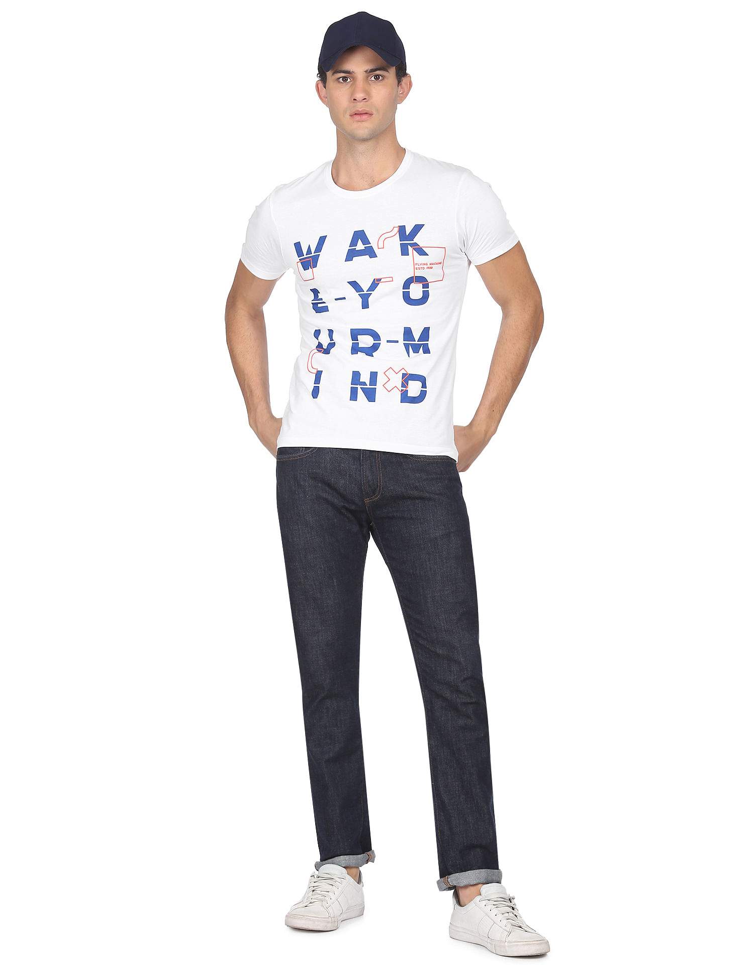 Flying Machine Cotton Graphic Print T-Shirt