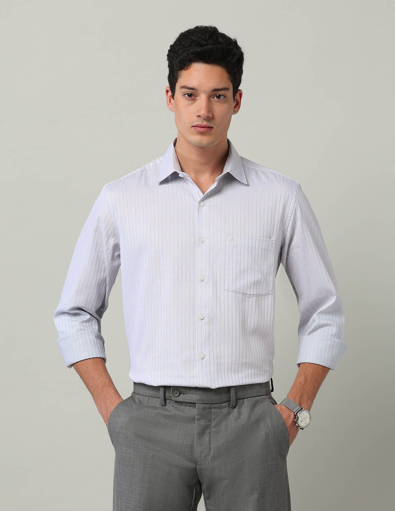 Arrow Liberty Classic Fit Vertical Striped Shirt