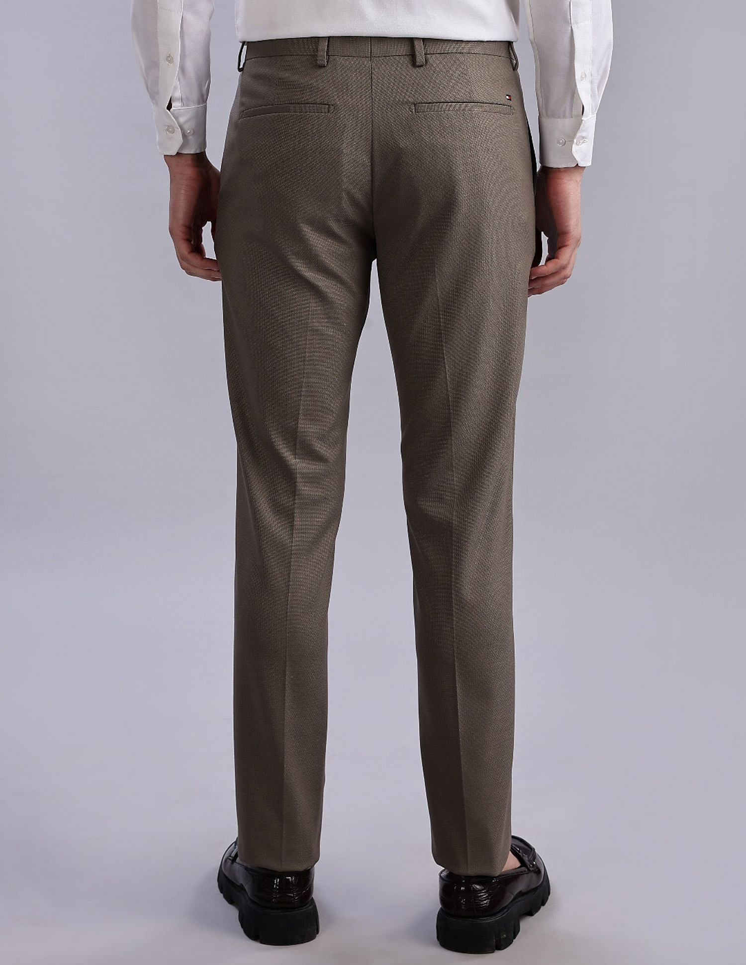 Tommy Hilfiger Regular-Fit Self-Design Mid Rise Trousers