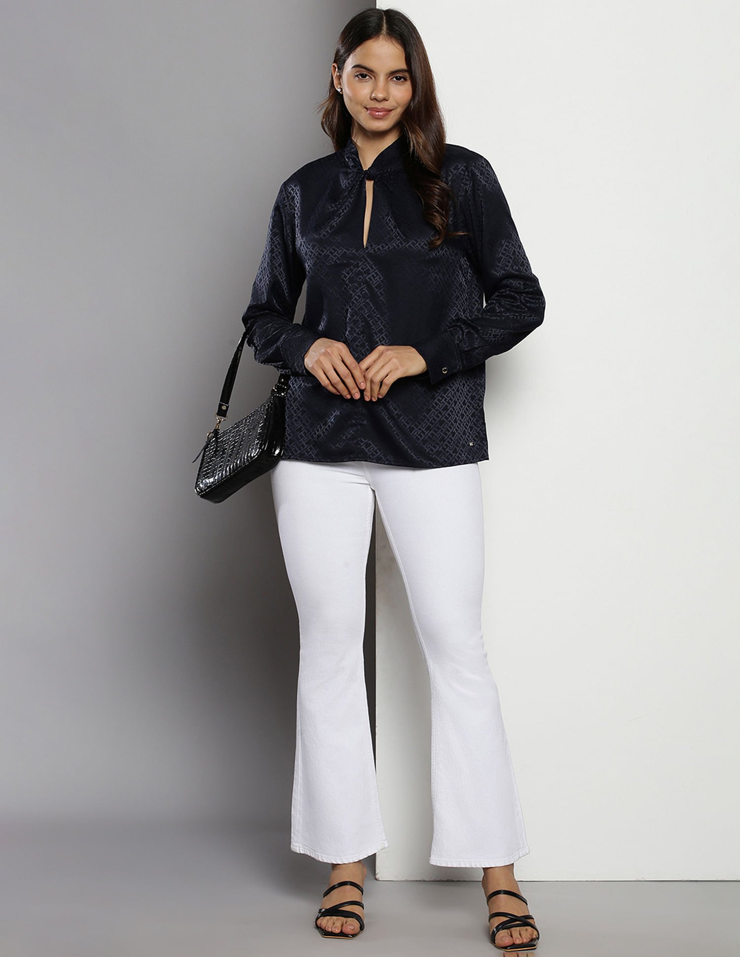 Tommy Hilfiger Jacquard Knot Neck Top