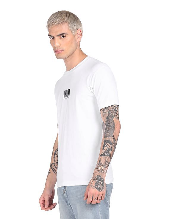 Buy Calvin Klein Men White Crew Neck Brand Print T-Shirt - NNNOW.com