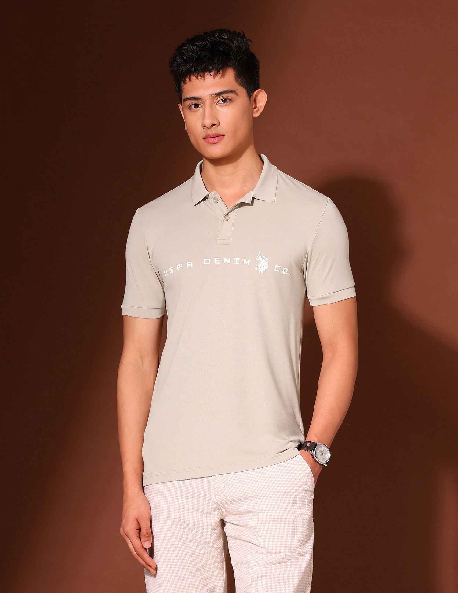 U.S. Polo Assn. Denim Co. Brand Printed Work And Wander Polo Shirt