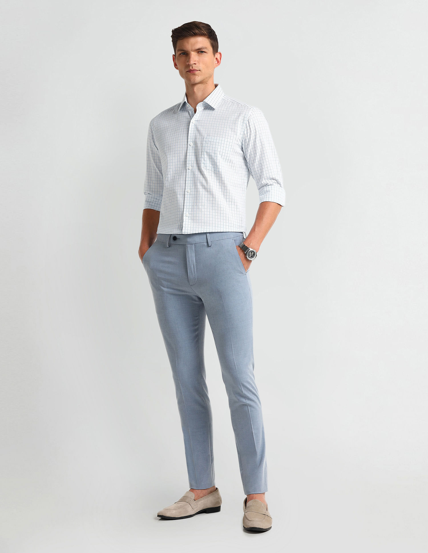 Arrow Manhattan Slim Windowpane Checked Shirt