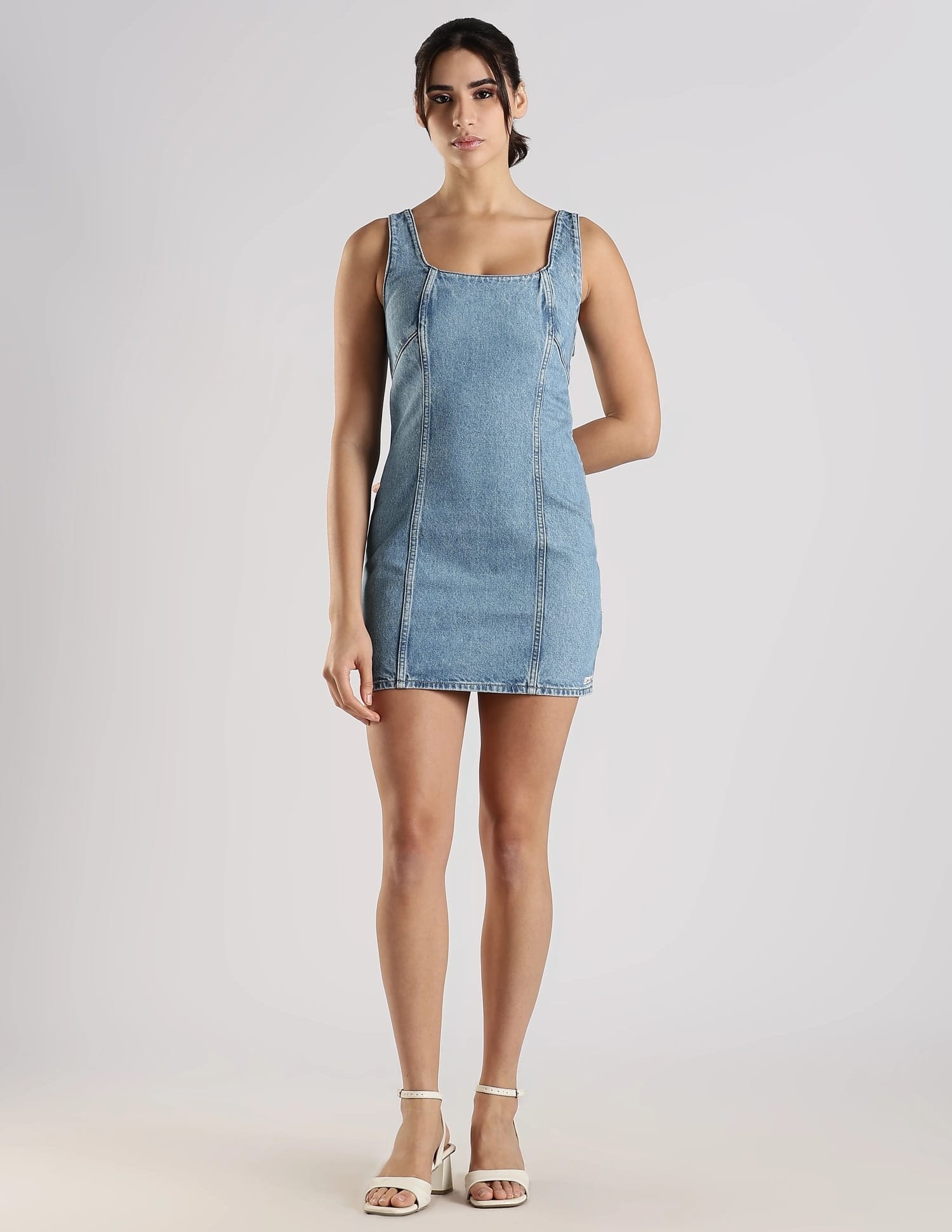 womens denim shift dress Classic Denim Shirt Dress S / WASHED BLUE