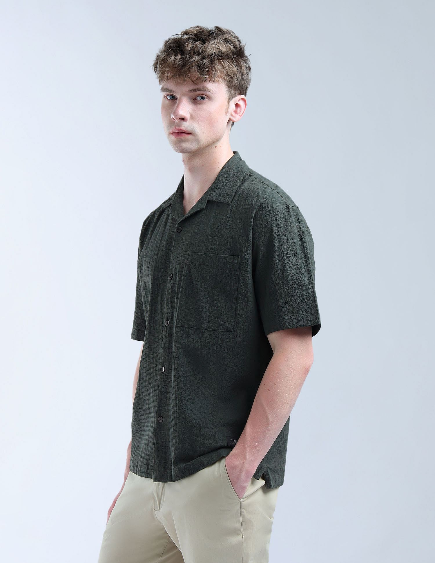 Flying Machine Textured Oversized Fit Digitopia Shirt
