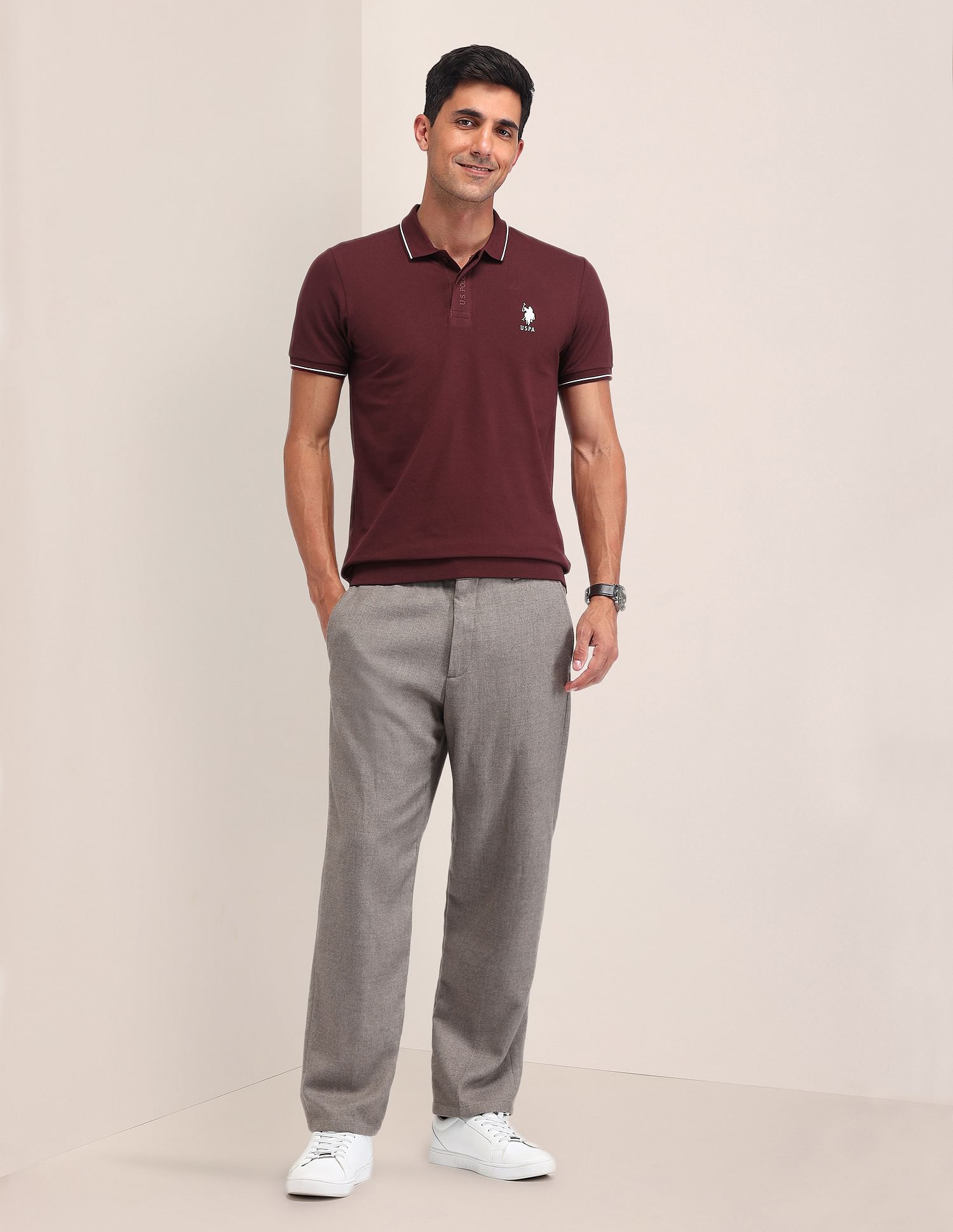 U.S. Polo Assn. Solid Pattern Slim Fit Polo Shirt