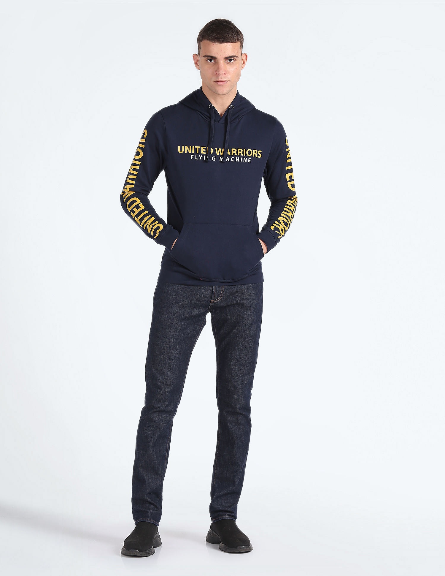 Flying Machine Brand Print Hooded Sweatshirt