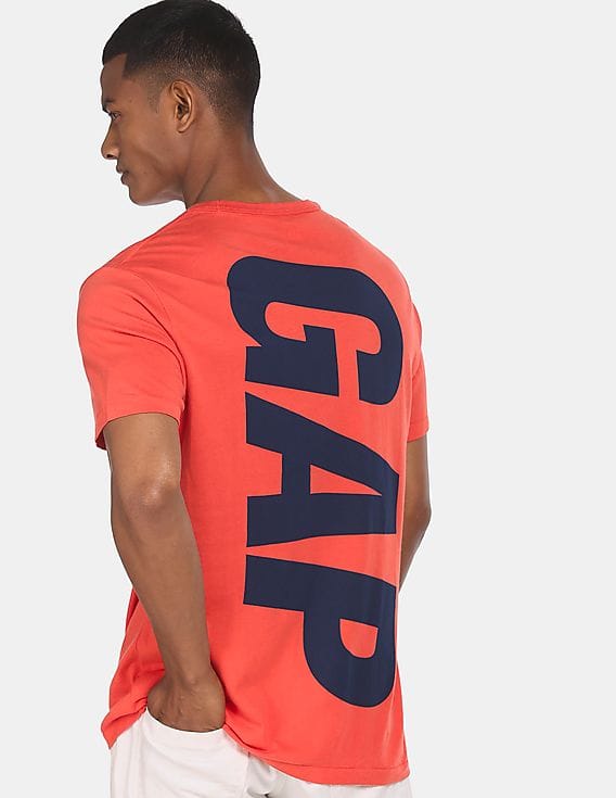 Buy GAP Men Orange Logo Short Sleeve 